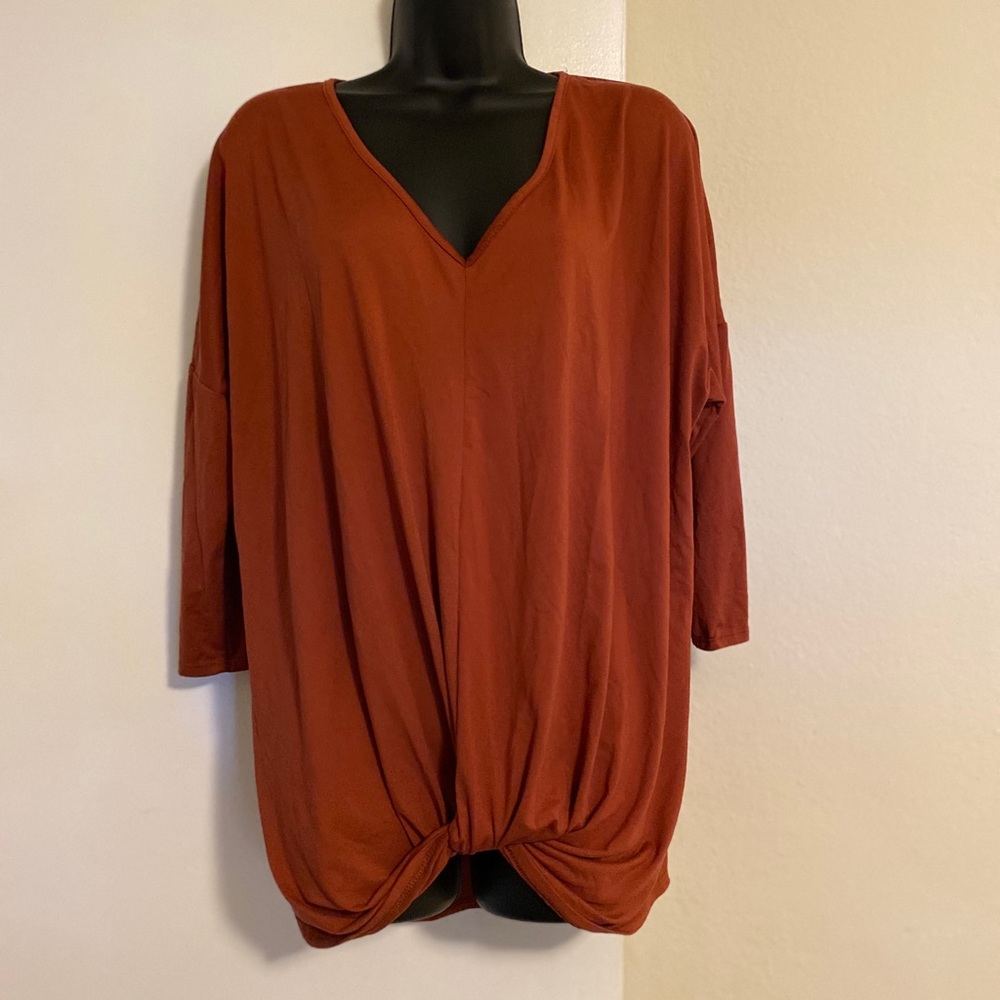 White Birch Rust colored twist front top xl
